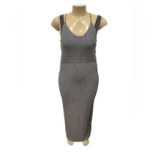Due Time Maternity Size XL Striped Pinstripe Strappy Maxi Stretch Sundress.